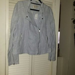 Loft blue linen-cotton jacket NWT
